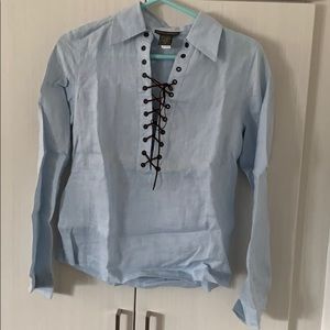 vintage banana republic xs blue lace-up top